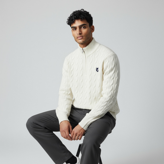 FUXY Strickpullover (Zopfstrick) – Off White