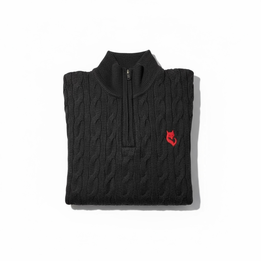 FUXY Strickpullover (Zopfstrick) – Black Edition