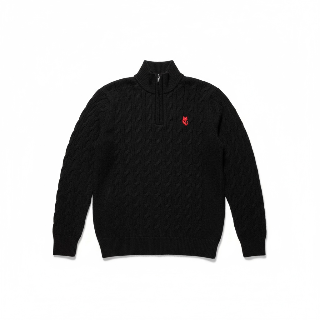 FUXY Strickpullover (Zopfstrick) – Black Edition