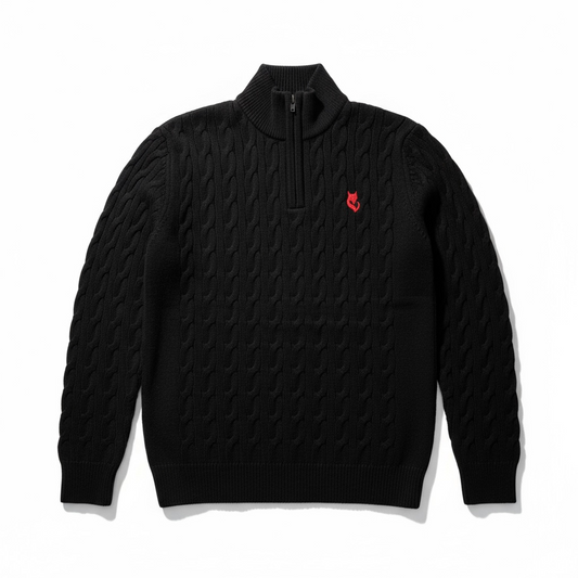 FUXY Strickpullover (Zopfstrick) – Black Edition